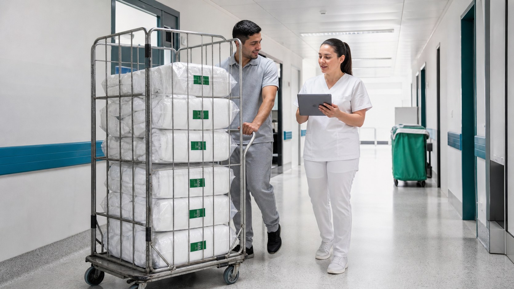 Entrega programada de enxoval hospitalar