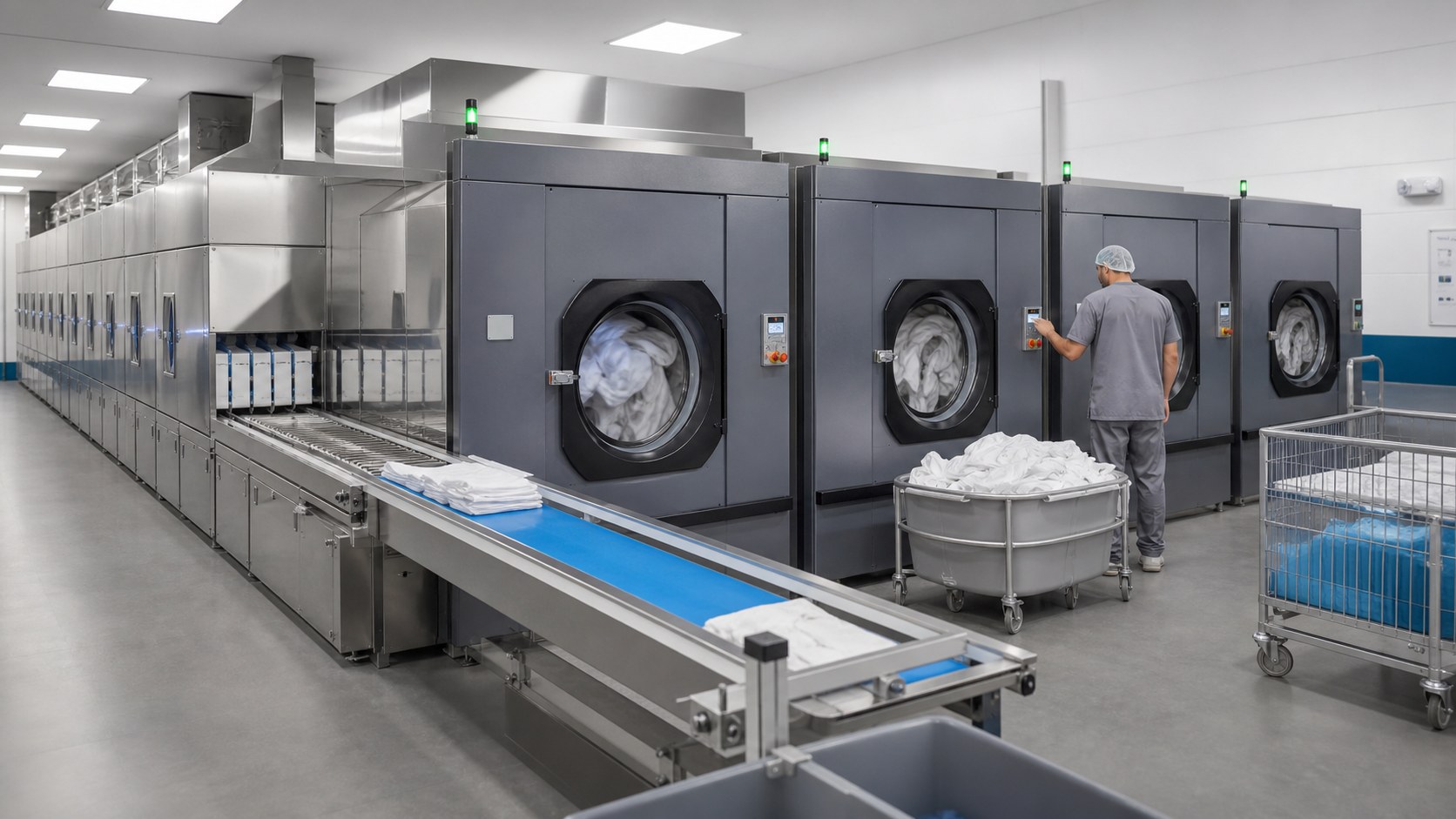 Linha automatizada de lavagem industrial